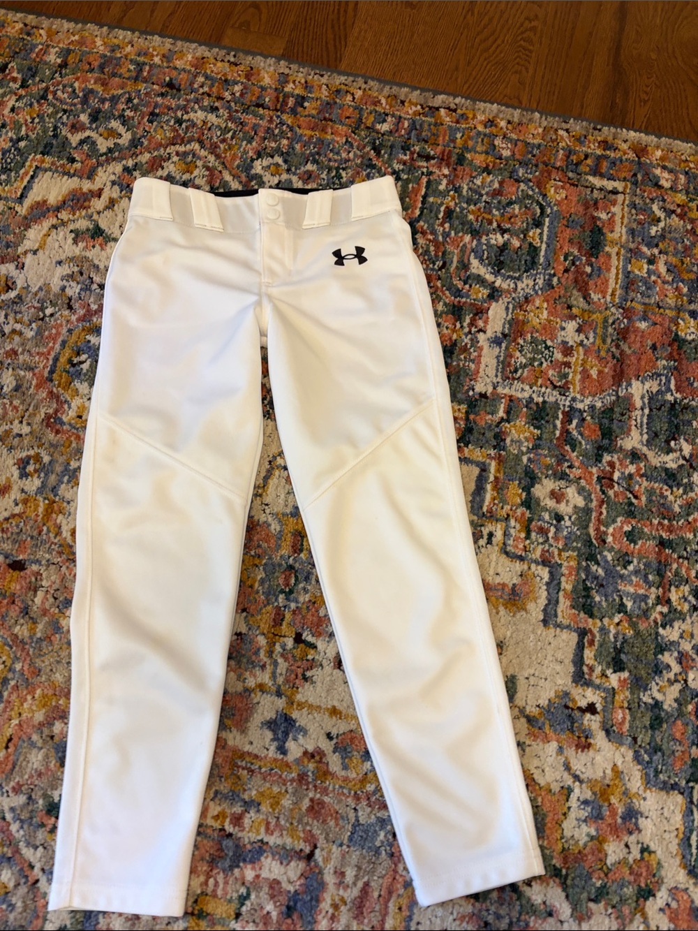 Under Armour White Kids' Baseball Sweatpants with Black Logo